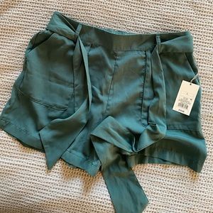 Teal paper bag shorts